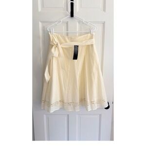 NWT Jones New York Petite Ivory Cotton A-Line Tie Waist‎ Skirt 10P